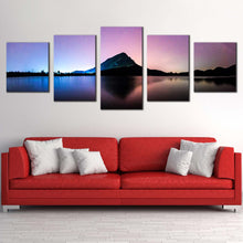 Load image into Gallery viewer, Landscape Mountain Canvas Wall Art, Blue Landscape Night Galaxy 5 Piece Multi Canvas Artwork, Thailand Purple Sky Sea Canvas Print-2