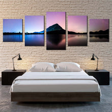 Load image into Gallery viewer, Landscape Mountain Canvas Wall Art, Blue Landscape Night Galaxy 5 Piece Multi Canvas Artwork, Thailand Purple Sky Sea Canvas Print-3