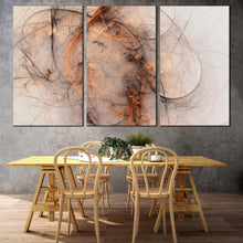 Load image into Gallery viewer, Abstract Fractal Canvas Wall Art, White Fantasy Abstract Canvas Set, Orange 3D Abstract 3 Piece Canvas Print