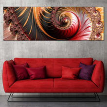Load image into Gallery viewer, Abstract Infinitely Canvas Wall Art, Never Ending Fractal Pattern Canvas Print, Red Orange Fractal Swirl 1 Piece Canvas Artwork