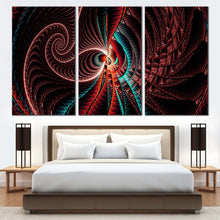 Load image into Gallery viewer, Fractal Design Canvas Wall Art, Red Abstract Pattern 3 Piece Canvas Print, Brown Creative Fractal Design Multiple Canvas