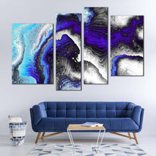 Load image into Gallery viewer, Liquid Texture Canvas Wall Art, Abstract Artwork Print, Abstract Digital Fractal Pattern 4 Piece Multi Canvas
