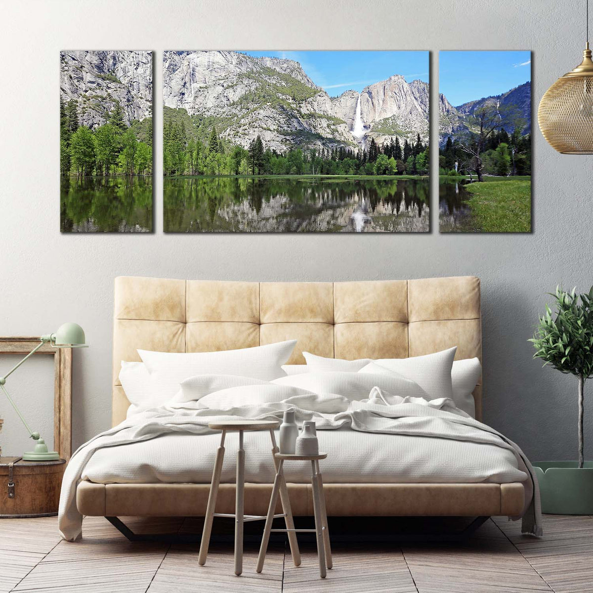 Waterfall Scenery Canvas Wall Art, California White Sierra Nevada Moun –  Swallart