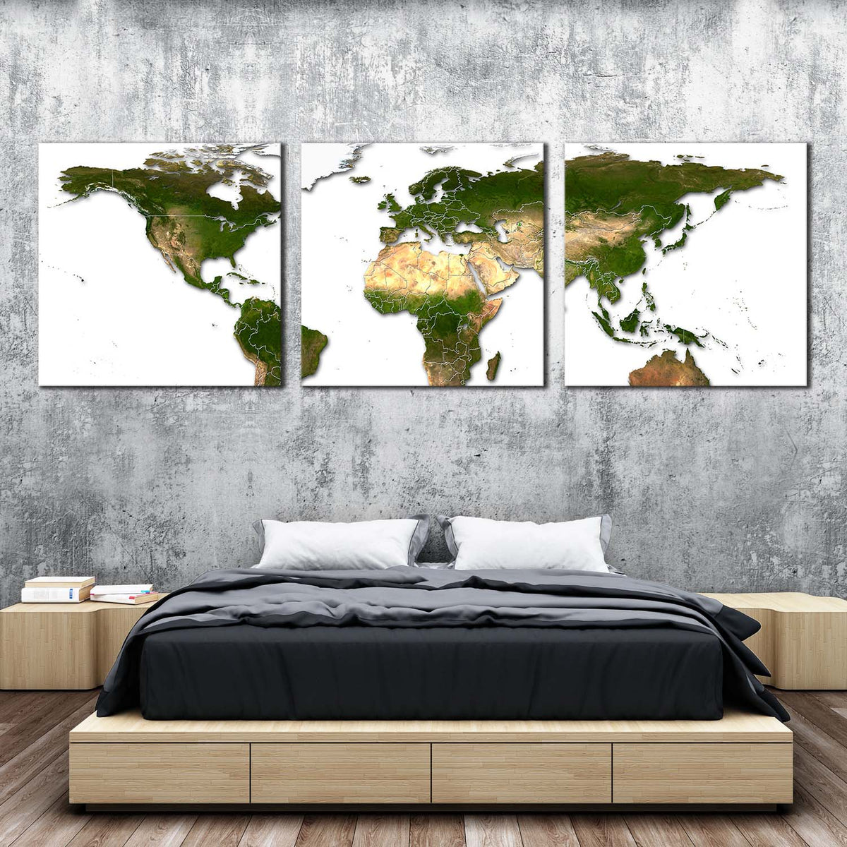 World Map Canvas Wall Art, World Map Digital Painting Canvas Print, Wh 