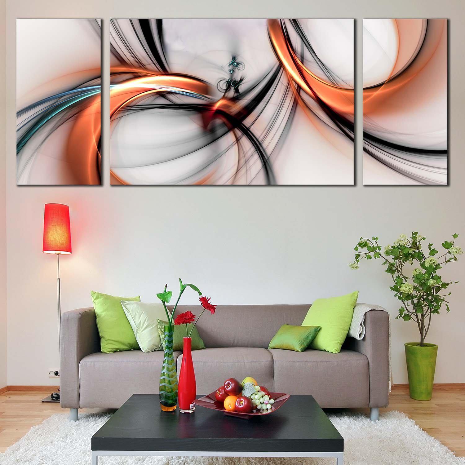 Fractal Spiral Art orange red and black Canvas Print / Canvas Art