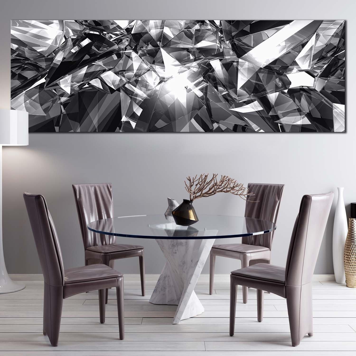 Abstract Diamond Canvas Wall Art, Black And White Abstract Geometric C –  Swallart