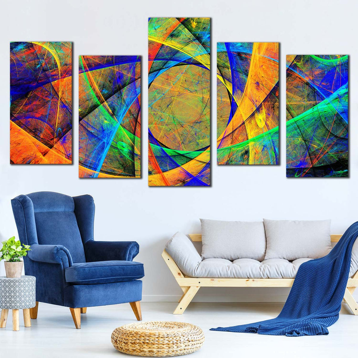 Artistic Abstract Canvas Print, Colorful Abstract Digital Oil Painting ...