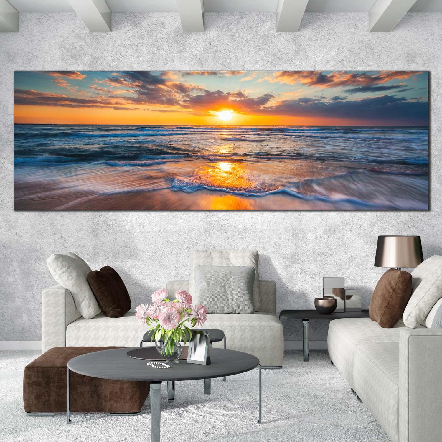 Sunset top Painting, livingroom, wall art, Orange, blue, Ocean