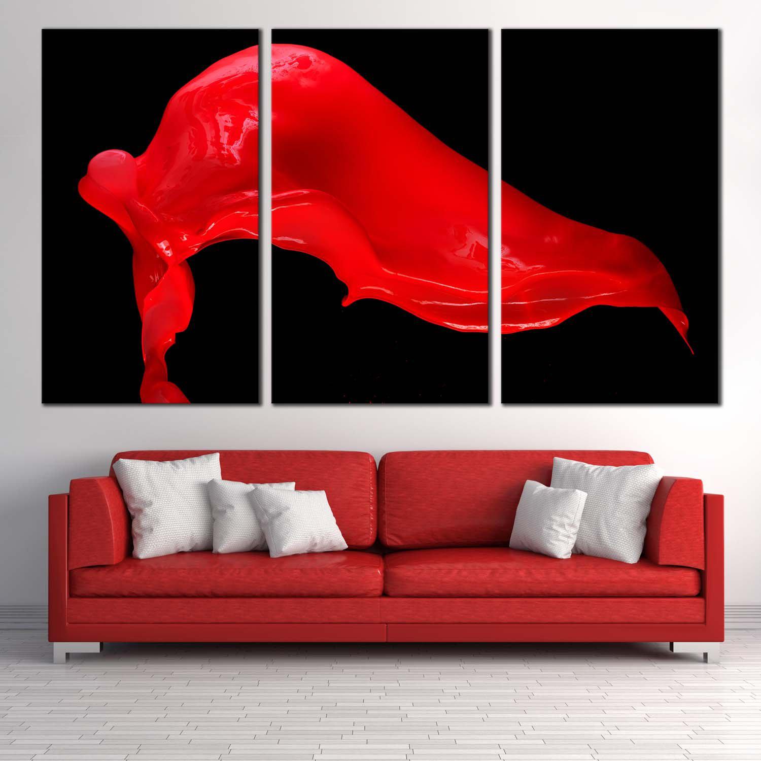 Paint Splash Canvas Wall Art Isolated Red Black Canvas Set Hd