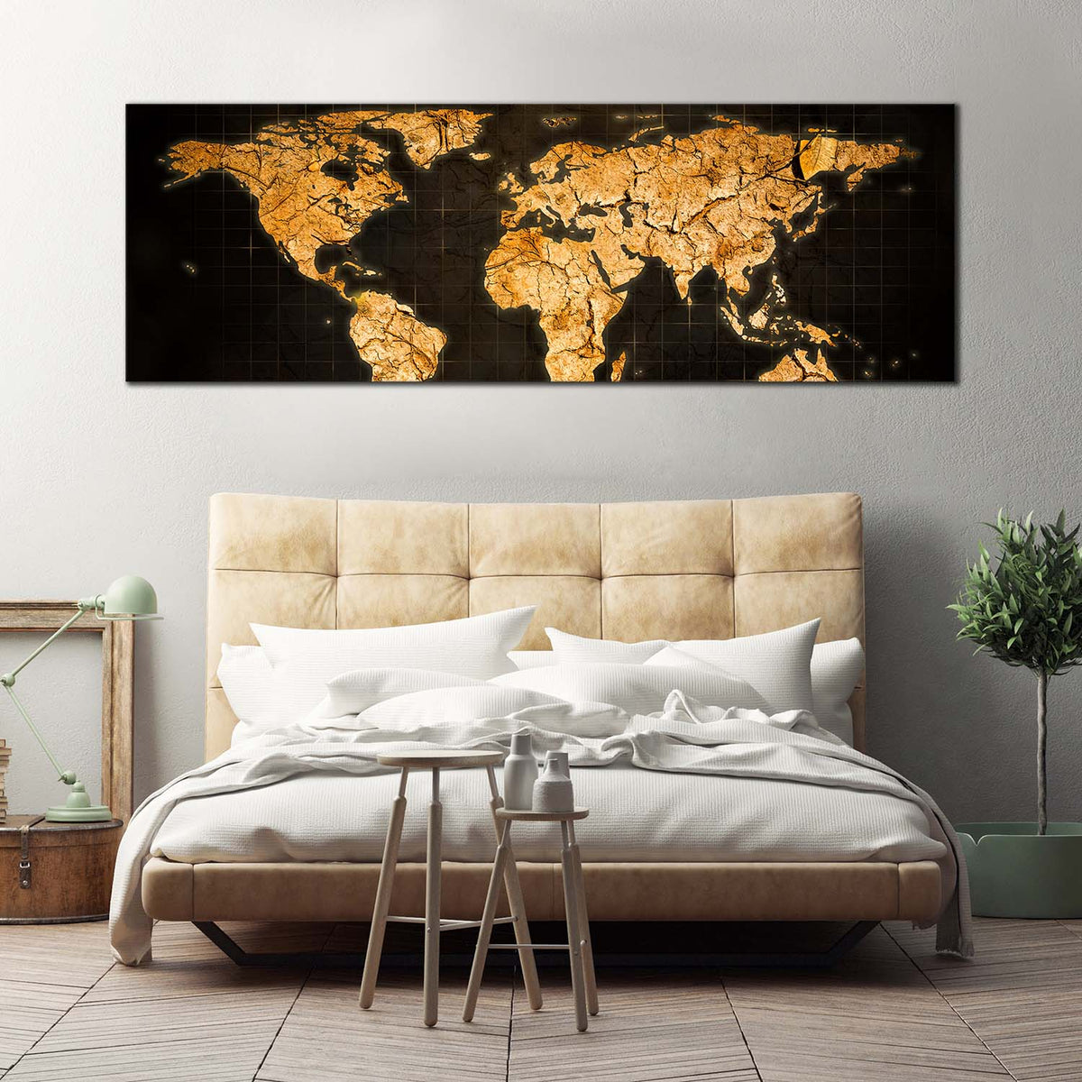 World Map Canvas Wall Art, Yellow Abstract Globe 1 Piece Canvas Artwor ...